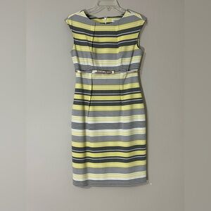 Calvin Klein Women's Belted Striped Sheath Dress **Like New**